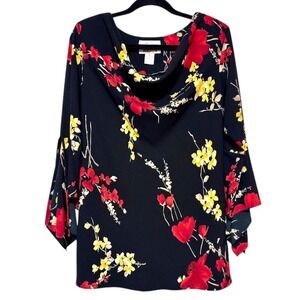 Vintage Freestyle Cottagecore Floral Blouse Womens Size M Dark Academia Coquette